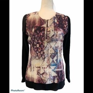 Barneys New York abstract long sleeved blouse. XS